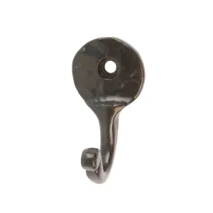 25mm x 45mm Black Hammered Round Plate Single Hook - By Hammer & Tongs