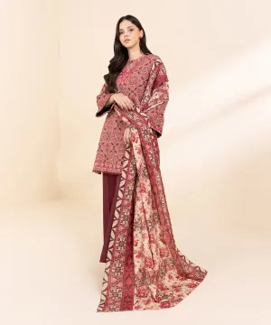 3 Piece - Embroidered Light Khaddar Suit