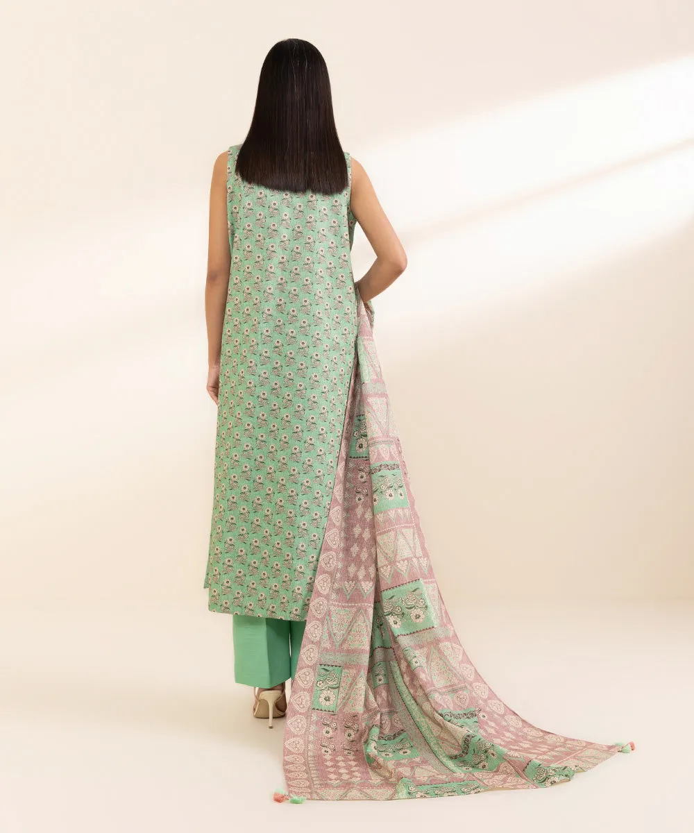 3 Piece - Embroidered Light Khaddar Suit