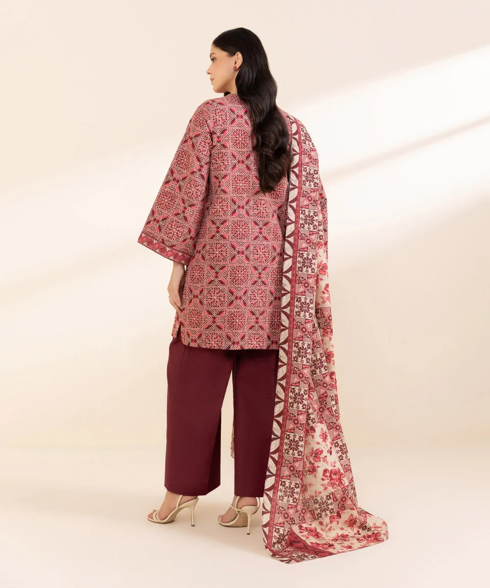 3 Piece - Embroidered Light Khaddar Suit