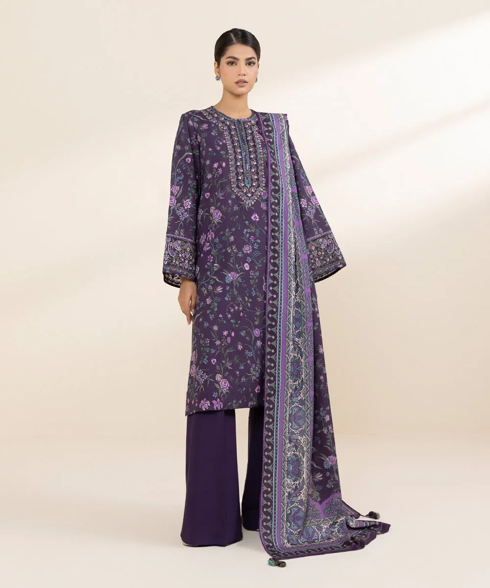 3 Piece - Embroidered Linen Suit