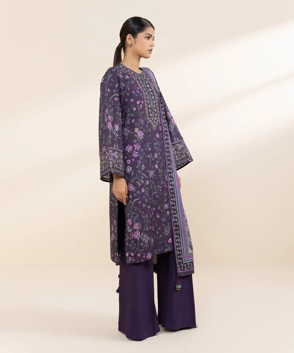 3 Piece - Embroidered Linen Suit