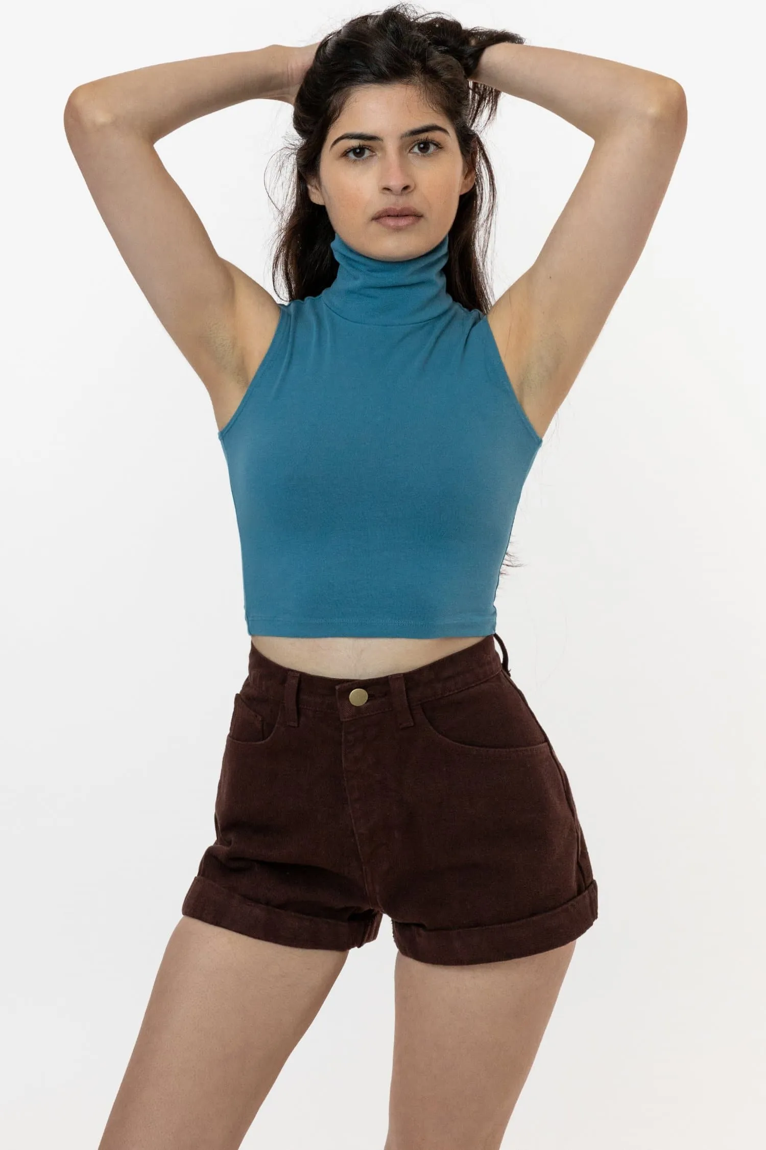 83073GD - Garment Dye Sleeveless Turtleneck Crop Top