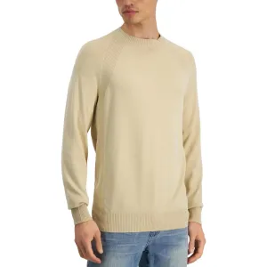 Alfani Men's Ribbed Trim Pullover Crewneck Sweater In Pale Khaki, Size Large