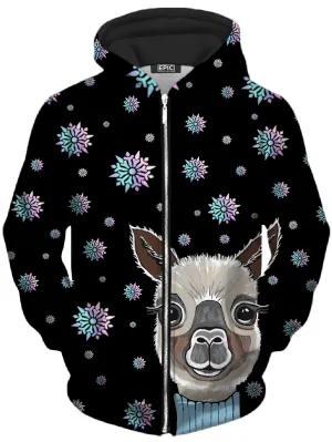 Alpaca Christmas Unisex Zip-Up Hoodie