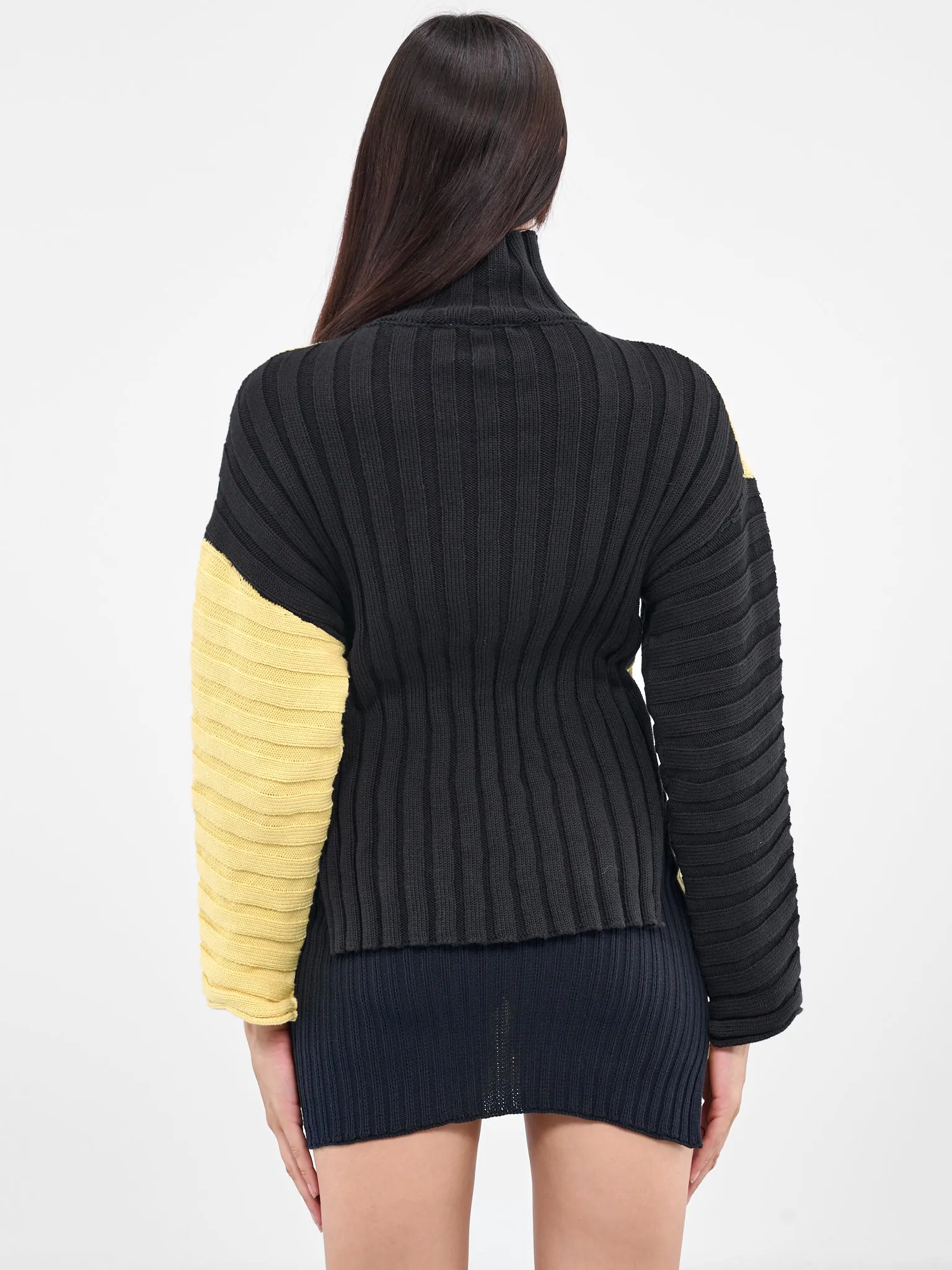 Asymmetric Rib Knit Jumper (RIBBED-JUMPER-MIMOSA-INDIGO)