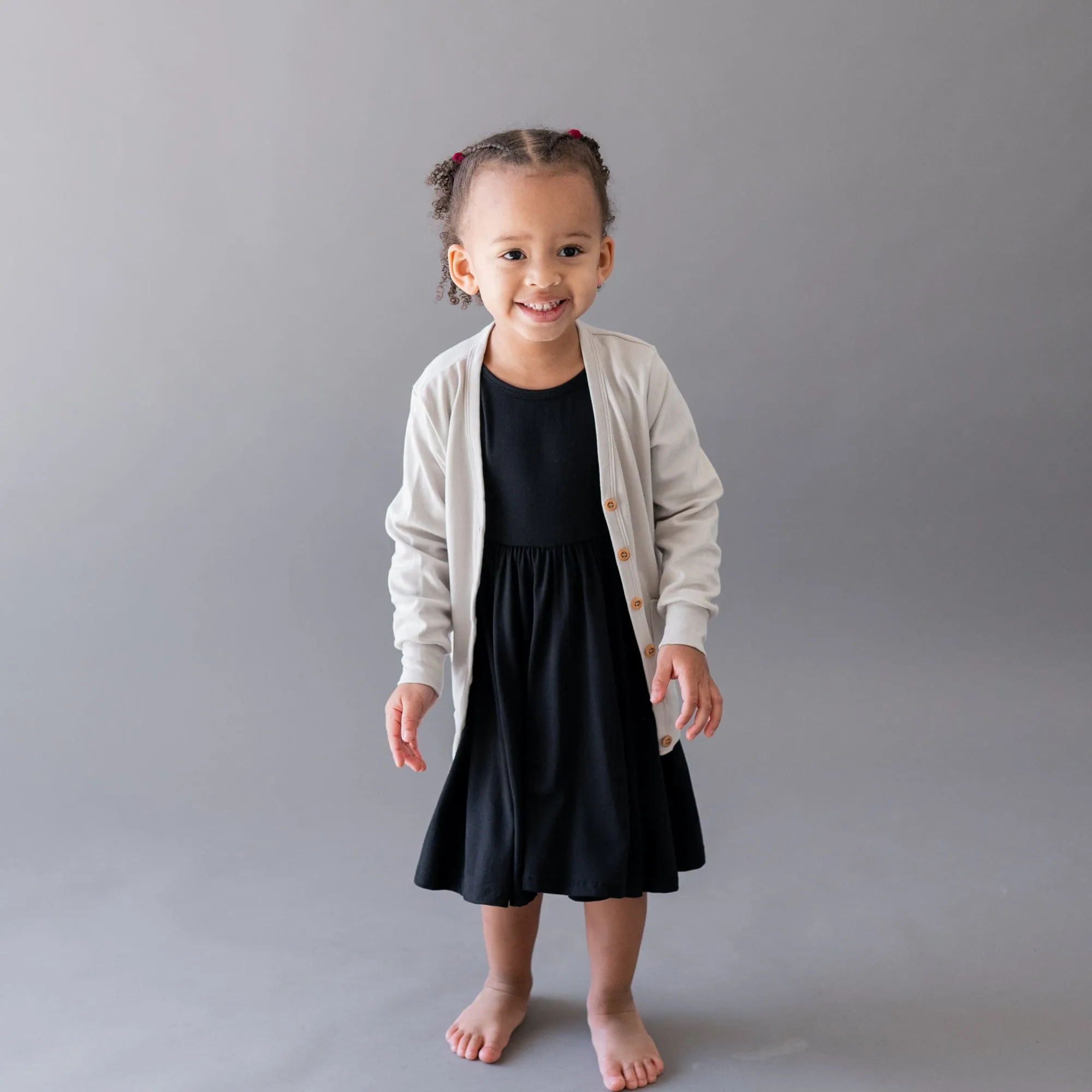 Bamboo Jersey Toddler Cardigan in Oat