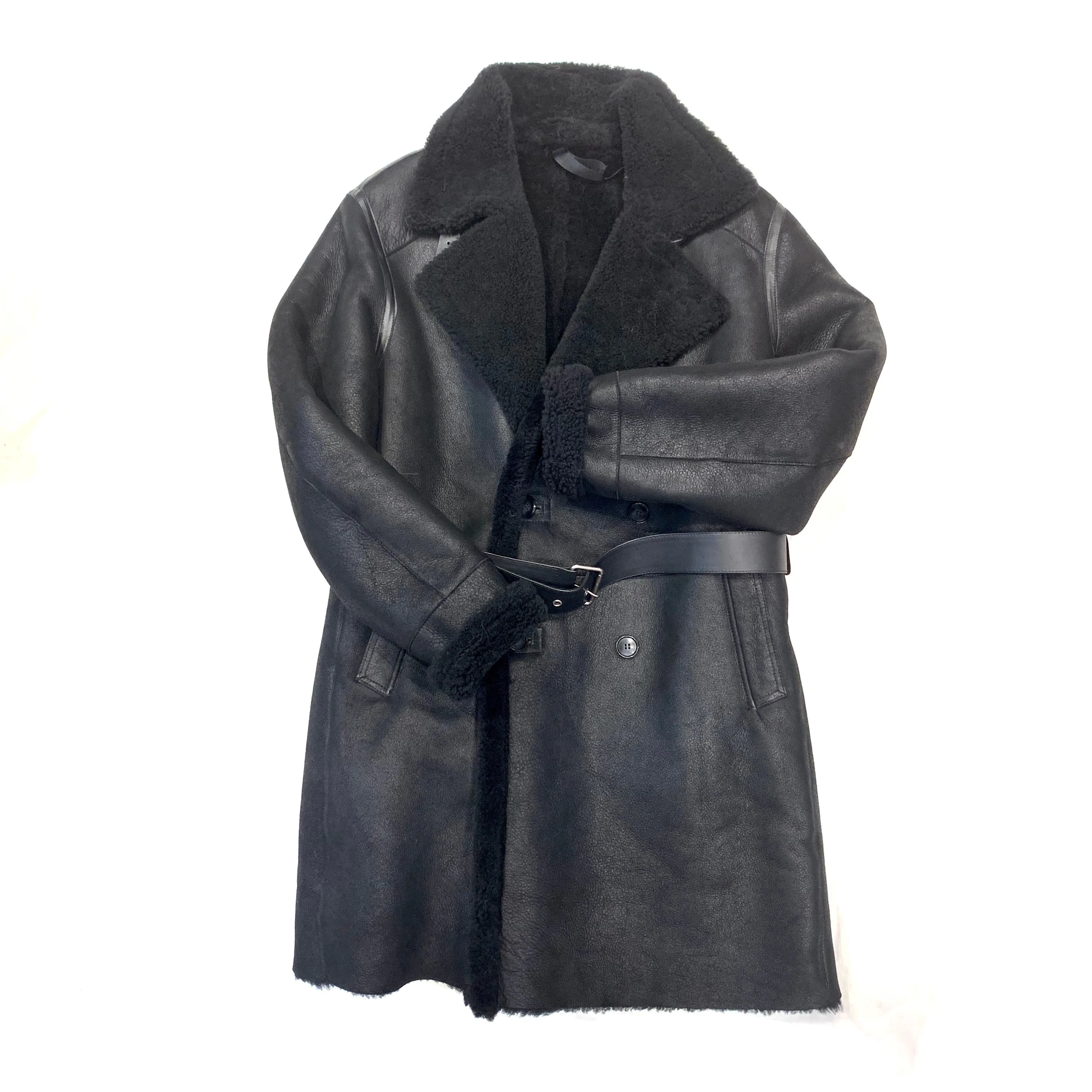 Barya NewYork Black Shearling Trench Coat