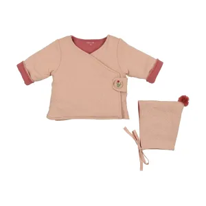 Bee & Dee Rose Dust Textured Wrap Jacket   Bonnet