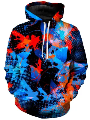 Blue and Orange Paint Splatter Unisex Hoodie