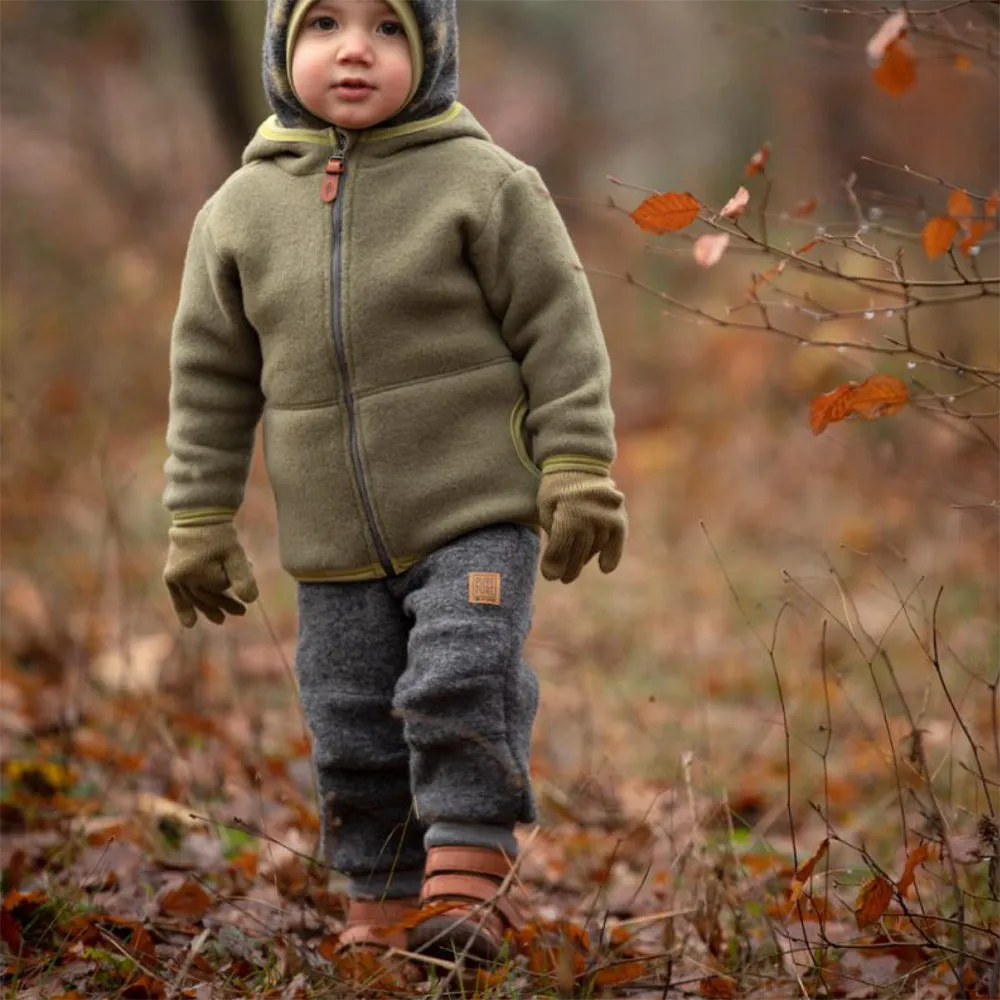 Child's Jacket - 100% Organic Wool Fleece - Olive Gold (2-10y)