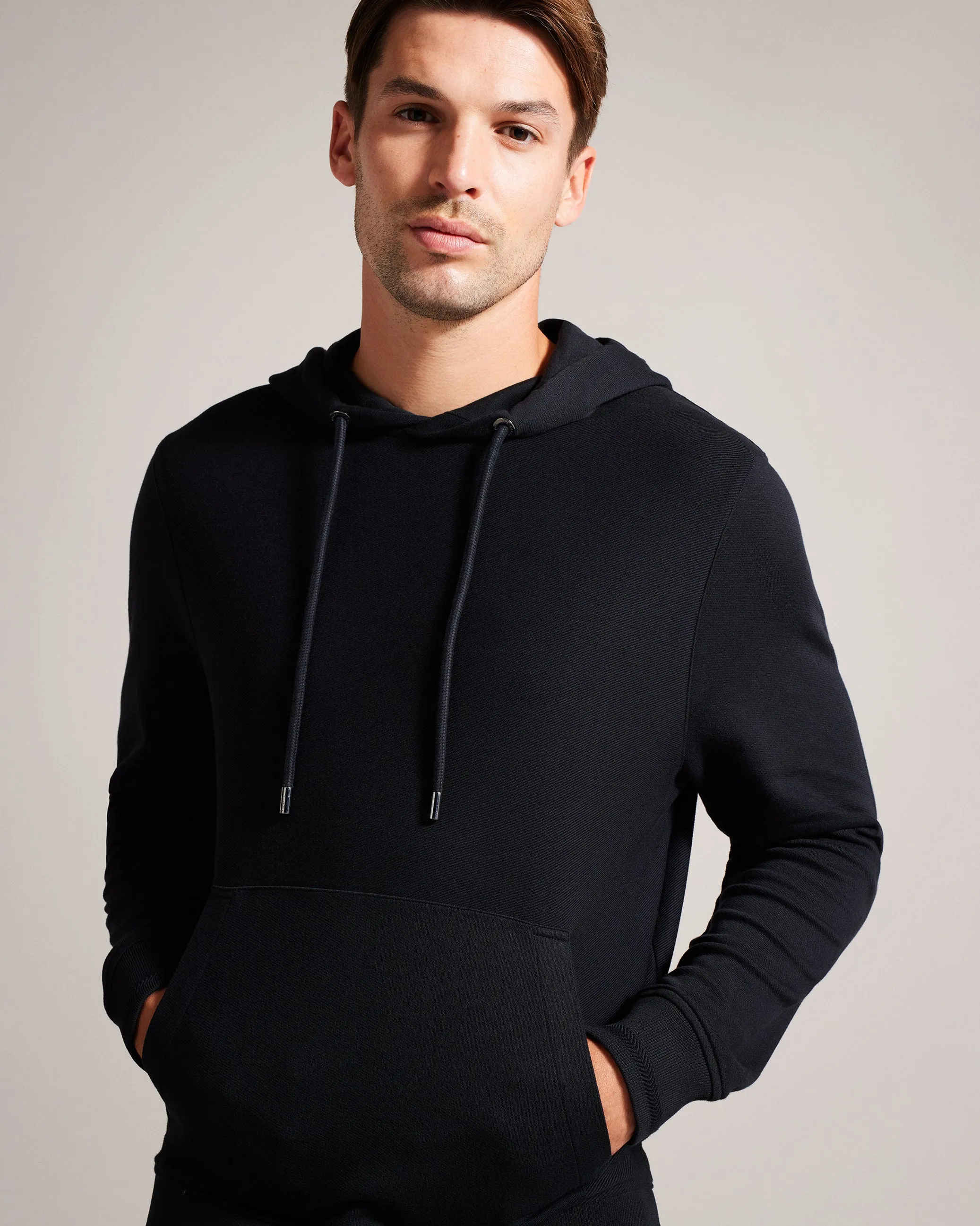 Ellja Long Sleeve Cotton Twill Hoodie Black