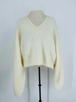 Gestuz Size M Ivory Cropped NEW Designer Sweater