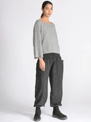 Grey Stripes Wool Harem Pants - High Crotch