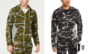 ID Ideology Mens Colorblocked Camo Full-Zip Hoodie