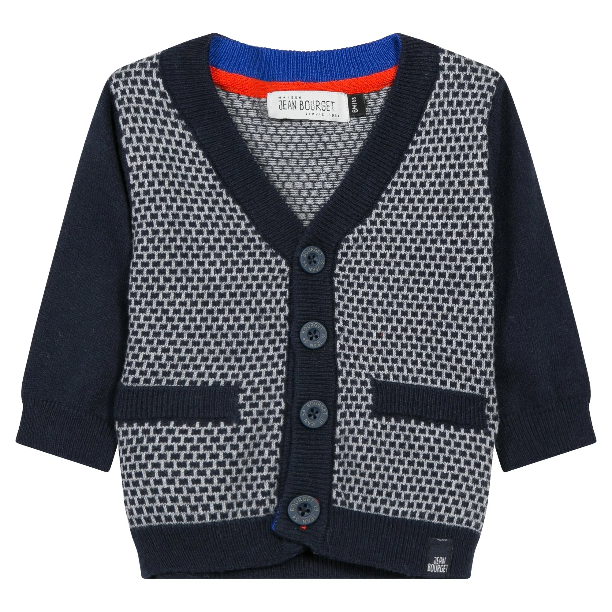 Jean Bourget Kids Boys Fleece Cardigan Sweaters in Marine Navy