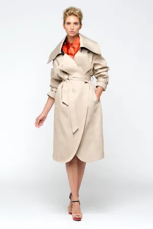 MALTESE beige - mid-length cotton trench coat