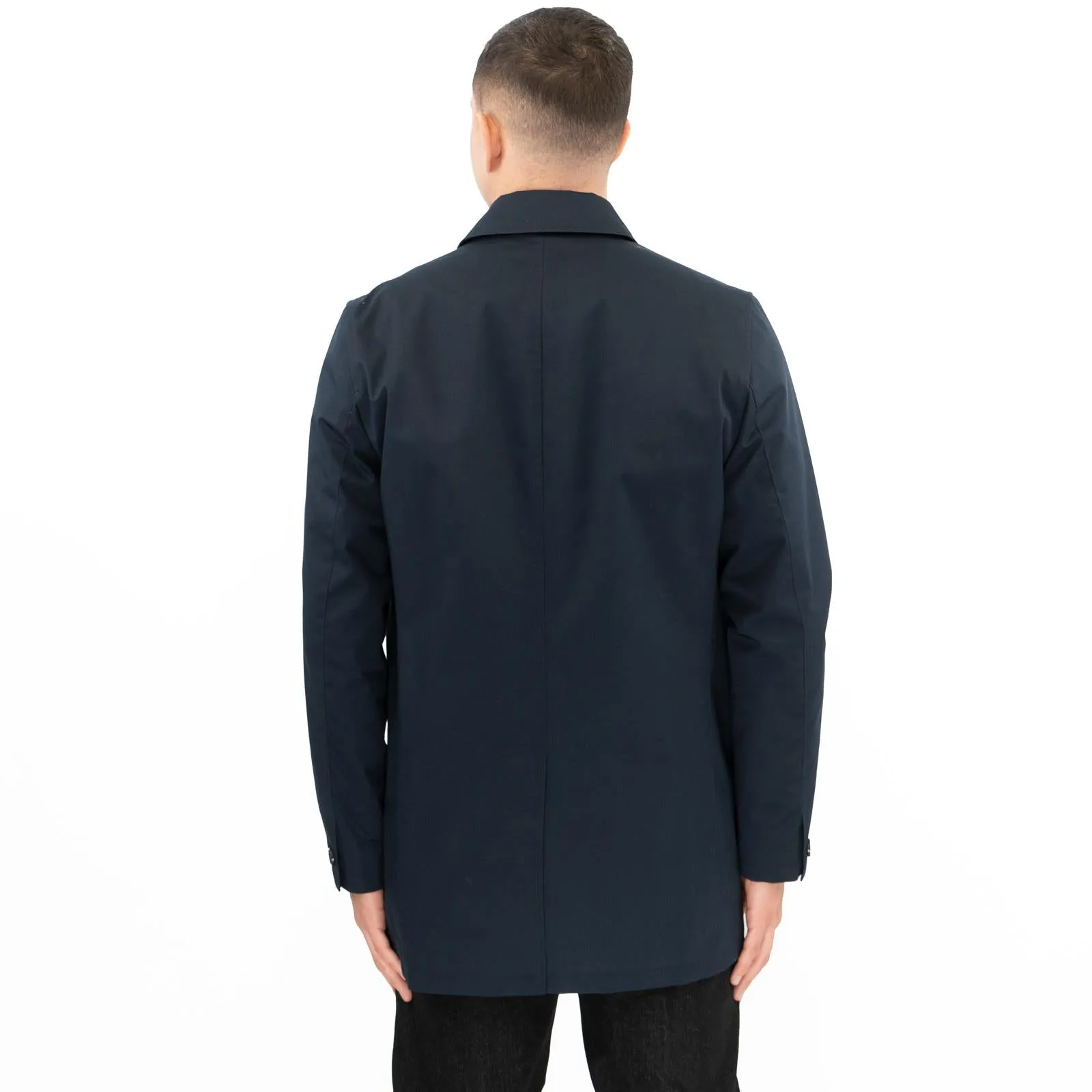 M&S Mens Shirt Collar Mac Raincoat Navy