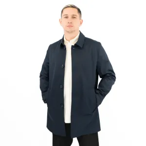 M&S Mens Shirt Collar Mac Raincoat Navy