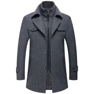 Men's British Double Layered Wool Blend Coat