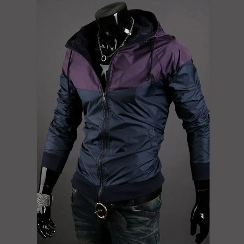 New style fashion mens hooded coats casual active Jacket Color matching men windbreak jackets