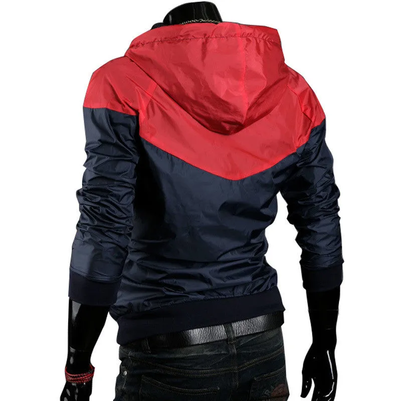 New style fashion mens hooded coats casual active Jacket Color matching men windbreak jackets