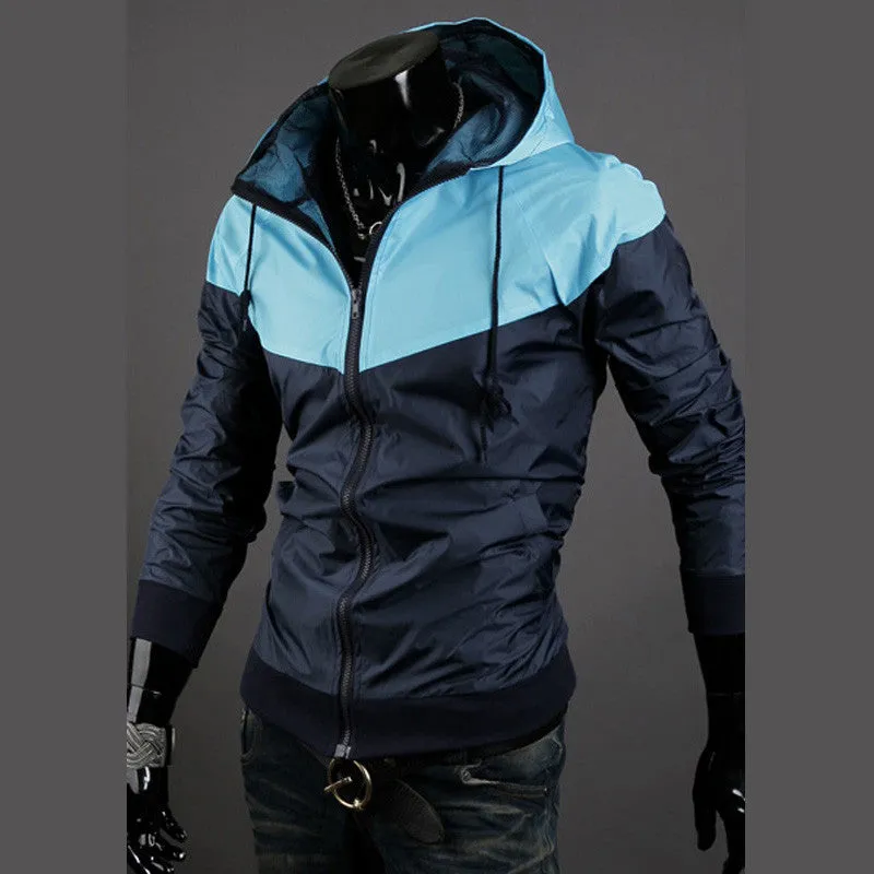 New style fashion mens hooded coats casual active Jacket Color matching men windbreak jackets