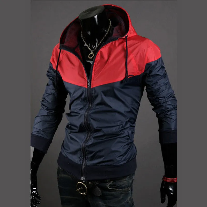 New style fashion mens hooded coats casual active Jacket Color matching men windbreak jackets