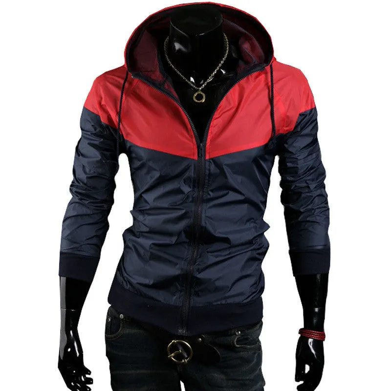 New style fashion mens hooded coats casual active Jacket Color matching men windbreak jackets