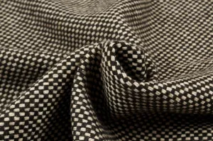 Recycled Wool Jacquard for Coats - Small Checks (1 METER REMNANT)