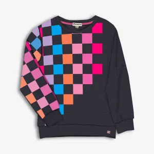 Ruby Sweatshirt | Navy Checkerboard