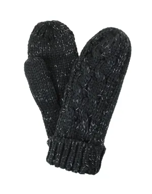 The Anka Lurex Mittens - Black / Silver