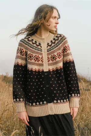 The Thora Cardigan | Fair Isle Noir