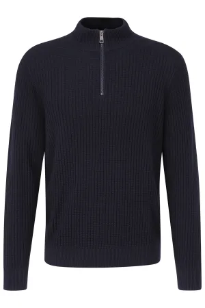 Troyer Navy 1/4 Zip Waffle Knit Sweater 7500-65546B