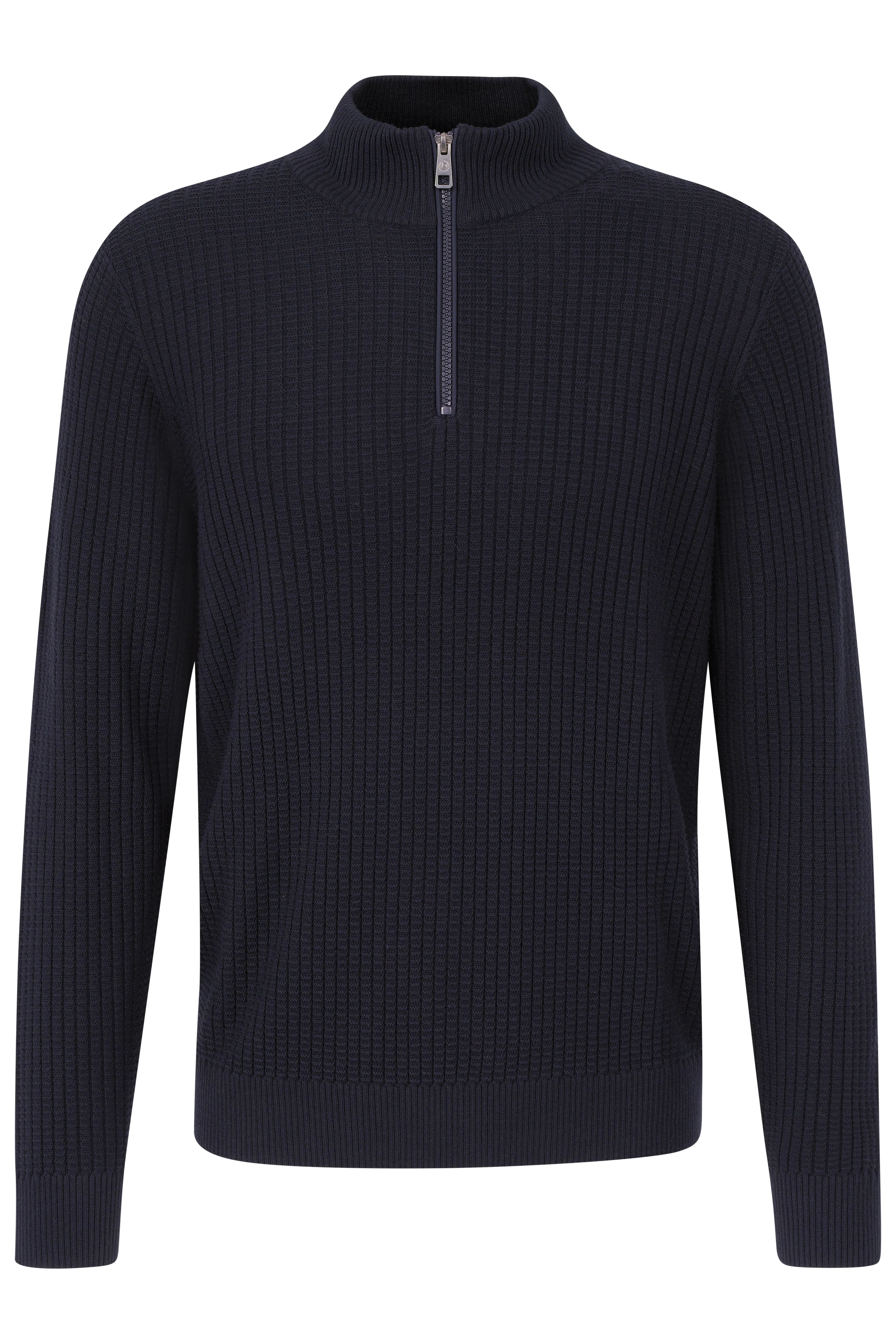 Troyer Navy 1/4 Zip Waffle Knit Sweater 7500-65546B