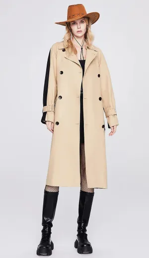 Windbreaker Women's Double-breasted Long Trench Coat